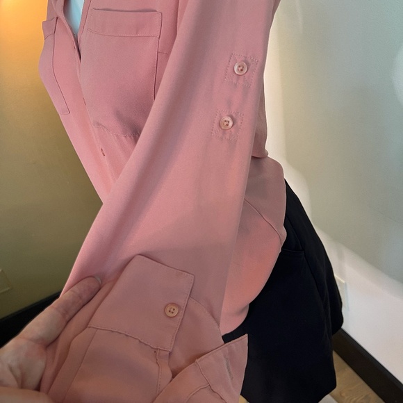 Express soft pink button down blouse - size small - Picture 2 of 7